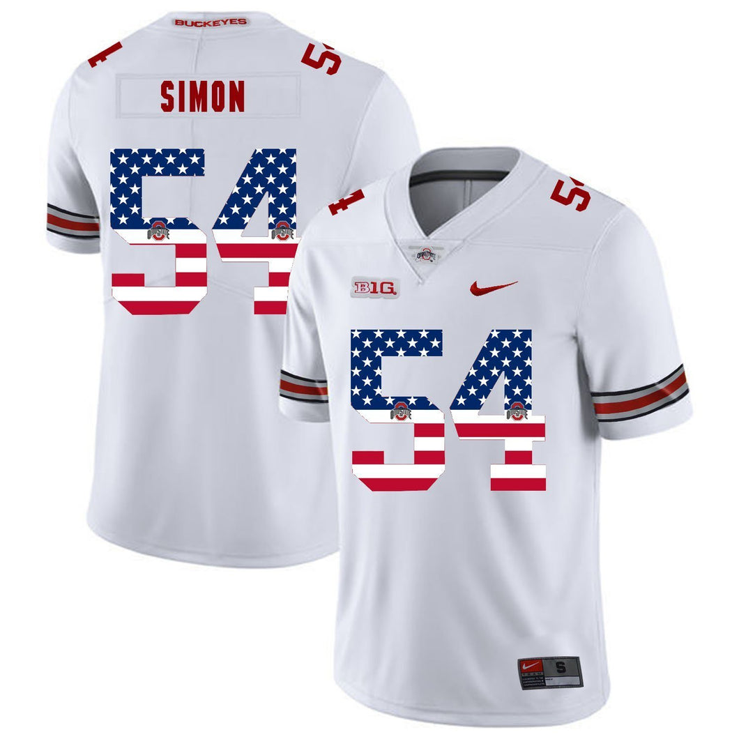 Ohio State John Simon 54 American Flag White 2 Football Jersey