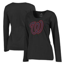 Load image into Gallery viewer, Washington Nationals  Women's Taylor Plus Size Long Sleeve T-Shirt - Black MLB Women T-shirt