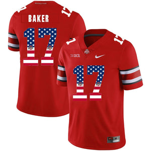 Ohio State Jerome Baker 17 American Flag Red 3 Football Jersey