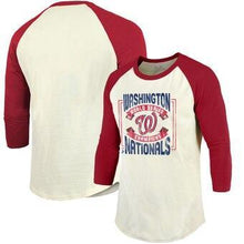 Load image into Gallery viewer, Washington Nationals Majestic Threads 2019 World Series Champions Divide &amp; Conquer 34-Sleeve Raglan T-Shirt - Creamred MLB T-shirt