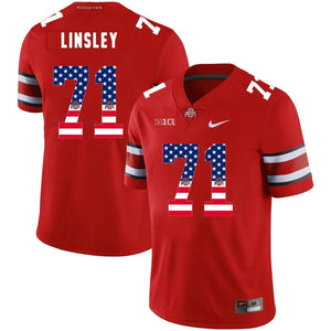 Ohio State Corey Linsley 71 American Flag Red 3 Football Jersey