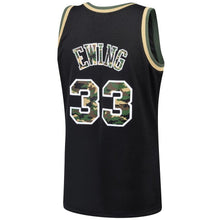 Load image into Gallery viewer, Patrick Ewing New York Knicks Mitchell &amp; Ness Straight Fire Camo Swingman Jersey – Black