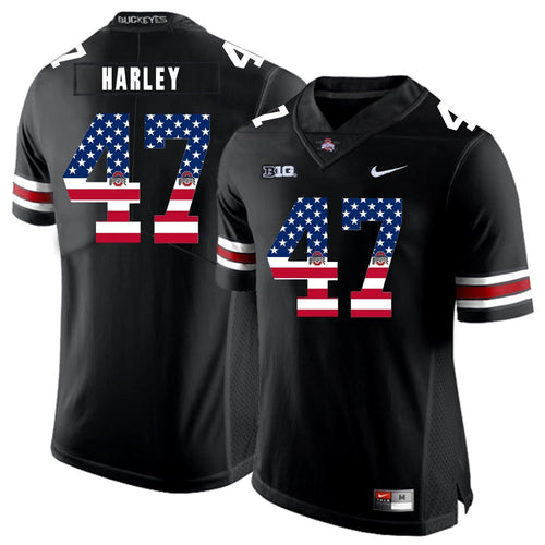 Ohio State Chic Harley 47 American Flag Black 2 Football Jersey