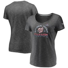 Load image into Gallery viewer, Washington Nationals  Women's 2019 National League Champions Locker Room V-Neck T-Shirt - Charcoal MLB Women T-shirt