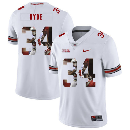 Ohio State Carlos Hyde 34 Digital Art White 2 Football Jersey