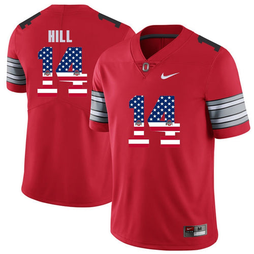 Ohio State Hill 14 American Flag Red Football Jersey