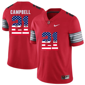 Ohio State Campbell 21 Red American Flag Football Jersey