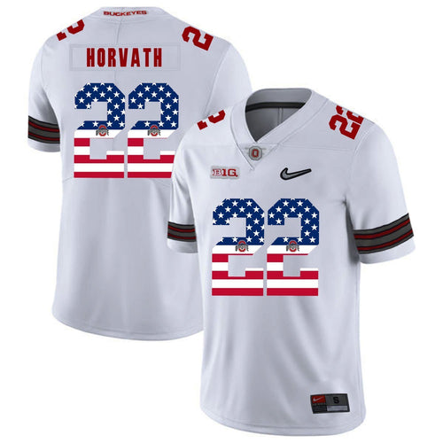 Ohio State Les Horvath 22 American Flag White 1 Football Jersey