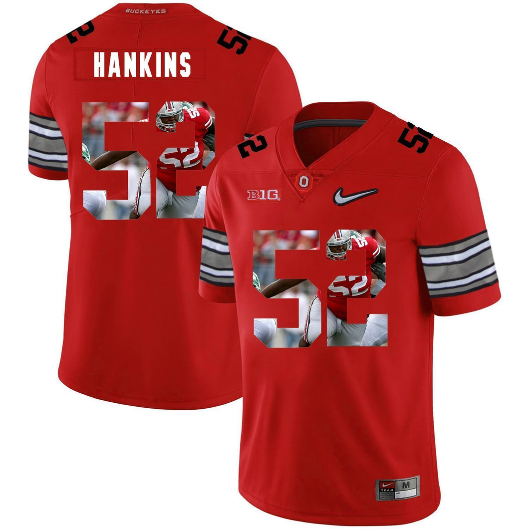 Ohio State Johnathan Hankins 52 Digital Art Red 1 Football Jersey