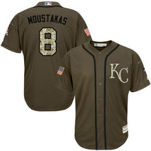 Load image into Gallery viewer, Royals 8 Mike Moustakas Green Salute To Service Stitched Mlb Jersey