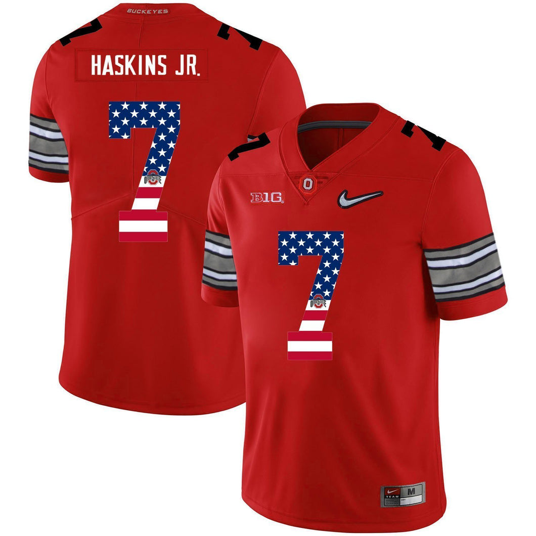 Ohio State Dwayne Haskins 7 American Flag Red 1 Football Jersey