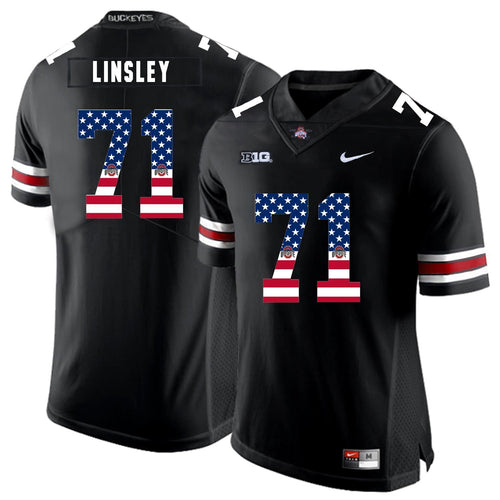 Ohio State Corey Linsley 71 American Flag Black 2 Football Jersey