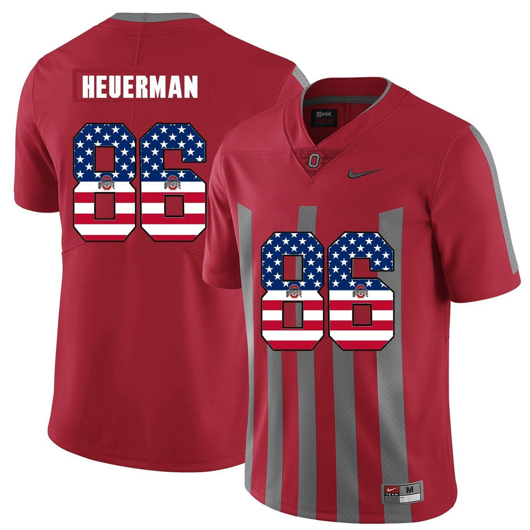 Ohio State Jeff Heuerman 86 American Flag Red 2 Football Jersey