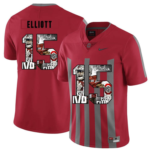 Ohio State Ezekiel Elliott 15 Digital Art Red 2 Football Jersey