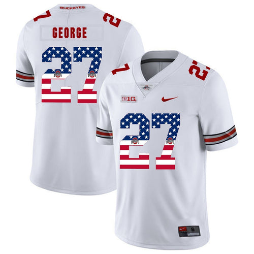 Ohio State Eddie George 27 American Flag White 2 Football Jersey