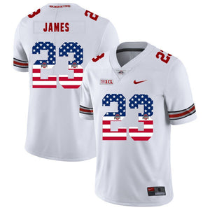 Ohio State Lebron James 23 American Flag White 2 Football Jersey