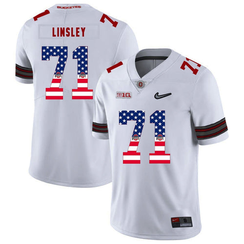 Ohio State Corey Linsley 71 American Flag White 1 Football Jersey