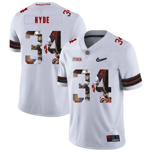 Ohio State Carlos Hyde 34 Digital Art White 1 Football Jersey