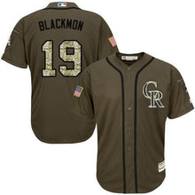 Load image into Gallery viewer, Rockies 19 Charlie Blackmon Green Salute To Service Stitched Mlb Jersey