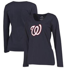 Load image into Gallery viewer, Washington Nationals Women's Plus Sizes Primary Team Logo Long Sleeve T-Shirt - Navy MLB Women T-shirt