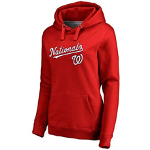 Load image into Gallery viewer, Washington Nationals  Branded Women's Team Lockup Pullover Hoodie - Red MLB Women Pullover Hoodie