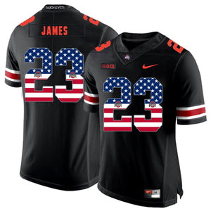 Ohio State Lebron James 23 American Flag Black 1 Football Jersey