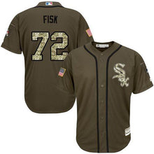 Load image into Gallery viewer, White Sox 72 Carlton Fisk Green Salute To Service Stitched Mlb Jerseyy
