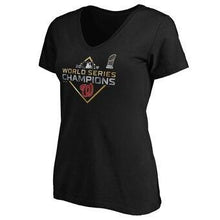 Load image into Gallery viewer, Washington Nationals Women's 2019 World Series Champions Plus Size Parade V-Neck T-Shirt - Black MLB Women T-shirt