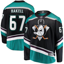 Load image into Gallery viewer, Rickard Rakell Anaheim Ducks Alternate Breakaway Player Jersey - Black NHL Jersey