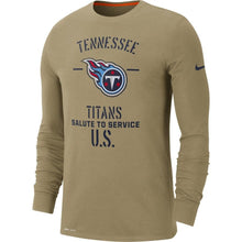 Load image into Gallery viewer, Tennessee Titans Nike 2019 Salute To Service Sideline Performance Long Sleeve Shirt - Tan - NFL Long Sleeve