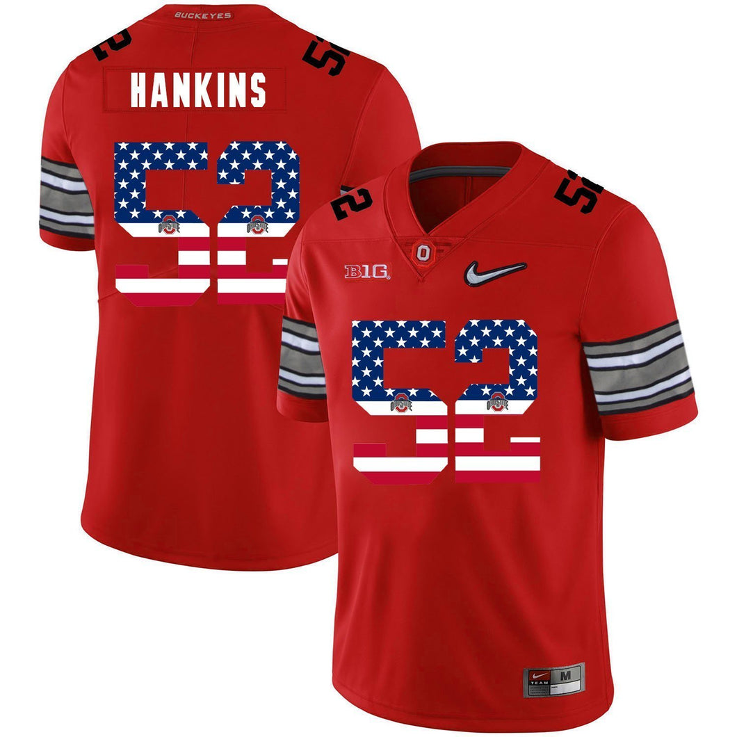 Ohio State Johnathan Hankins 52 American Flag Red 1 Football Jersey