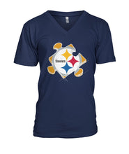 Load image into Gallery viewer, Pittsburgh-Steelers Puzzle Collection T-Shirt 2018 - Guys V-Neck