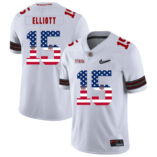 Ohio State Ezekiel Elliott 15 American Flag White 1 Football Jersey