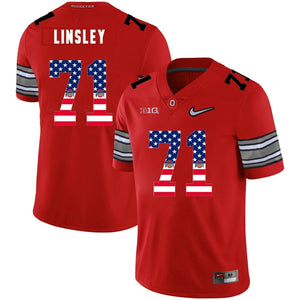 Ohio State Corey Linsley 71 American Flag Red 1 Football Jersey