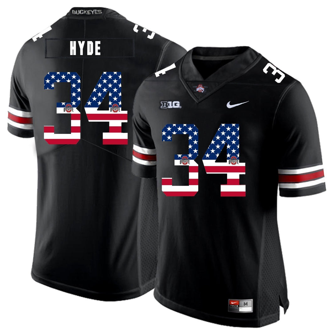 Ohio State Carlos Hyde 34 American Flag Black 2 Football Jersey