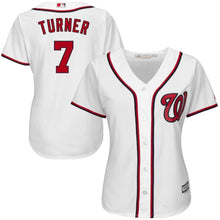 Load image into Gallery viewer, Trea Turner Washington Nationals Majestic Women's Home Cool Base Player Jersey - White MLB Women Jersey