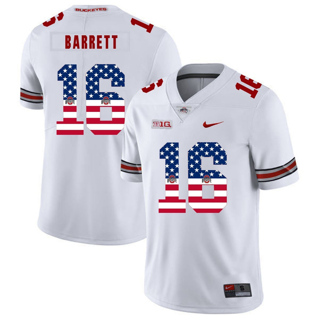 Ohio State J.T. Barrett 16 American Flag White 2 Football Jersey