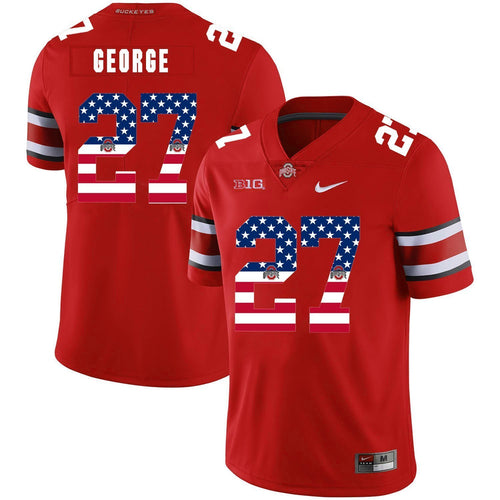 Ohio State Eddie George 27 American Flag Red 3 Football Jersey