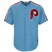 Load image into Gallery viewer, Philadelphia Phillies Steve Carlton Philadelphia Phillies Majestic Cooperstown Collection Cool Base Player Jersey Light Blue