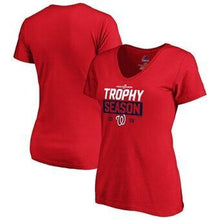 Load image into Gallery viewer, Washington Nationals Majestic Women's 2019 Postseason Around The Horn V-Neck T-Shirt - Red MLB Women T-shirt