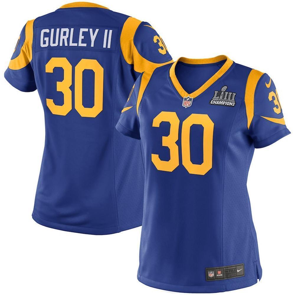 Women's Todd Gurley Ii #30 Los Angeles Rams Super Bowl Liii Champions Patch 2019 - Royal