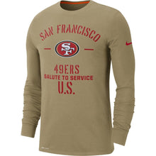 Load image into Gallery viewer, San Francisco 49Ers Nike 2019 Salute To Service Sideline Performance Long Sleeve Shirt - Tan - NFL Long Sleeve