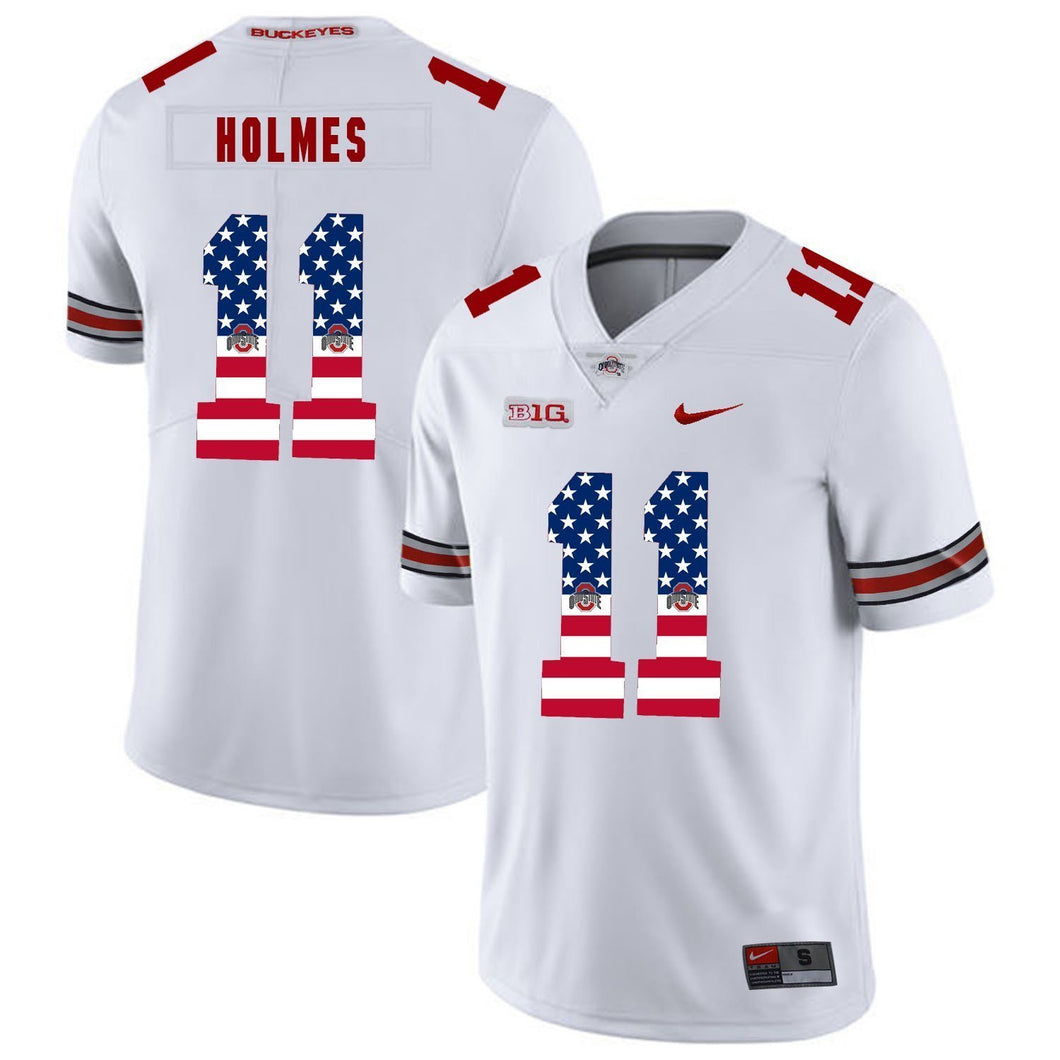 Ohio State Jalyn Holmes 11 American Flag White 2 Football Jersey