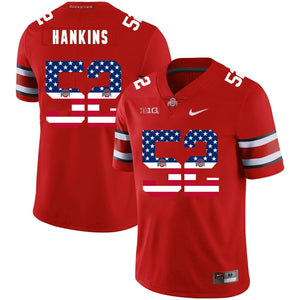 Ohio State Johnathan Hankins 52 American Flag Red 3 Football Jersey