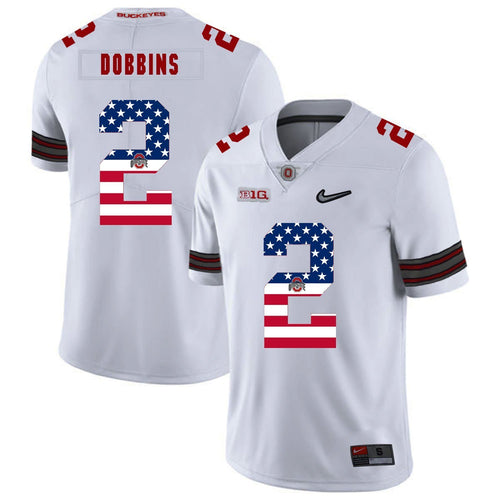 Ohio State J.K Dobbins 2 American Flag White 1 Football Jersey