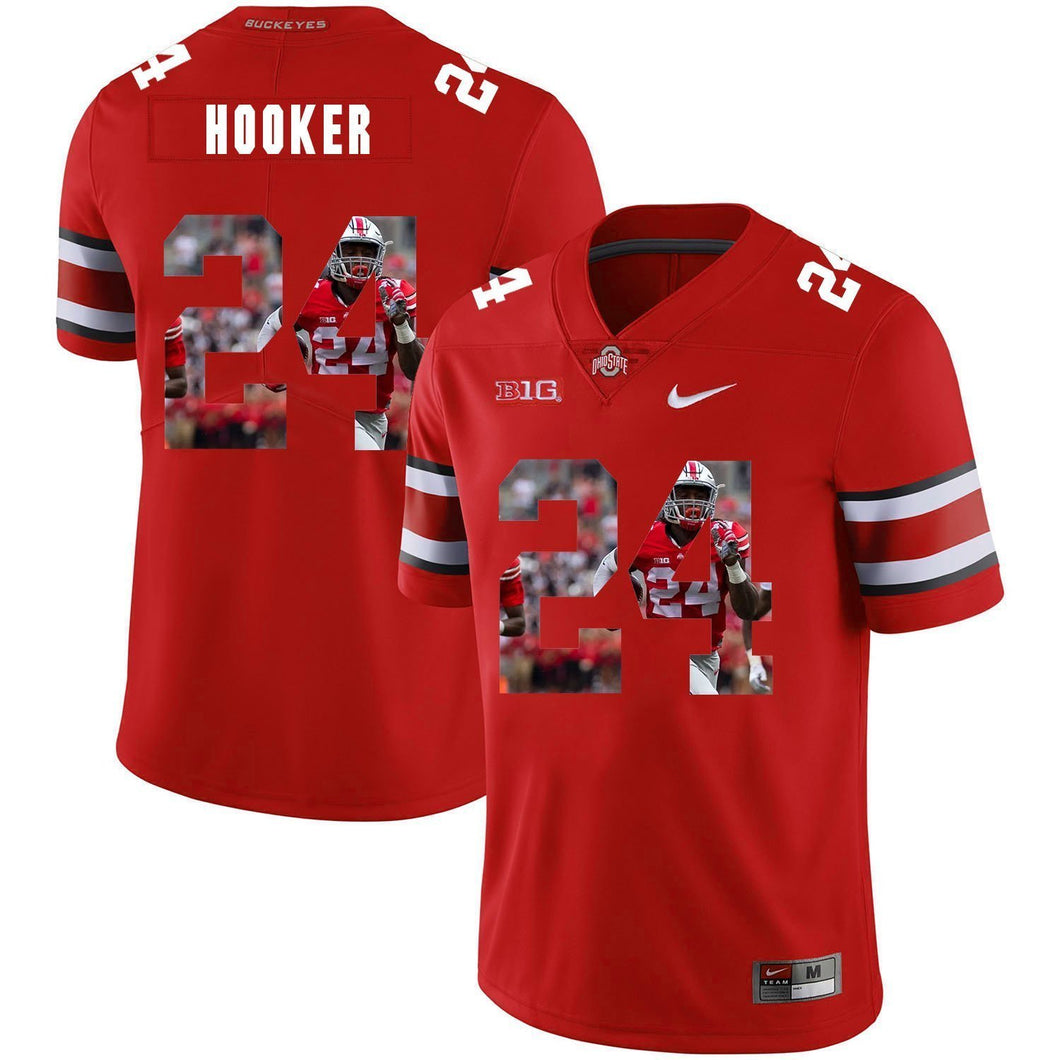 Ohio State Malik Hooker 24 Digital Art Red 3 Football Jersey