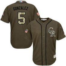 Load image into Gallery viewer, Rockies 5 Carlos Gonzalez Green Salute To Service Stitched Mlb Jersey