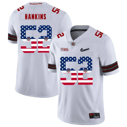 Ohio State Johnathan Hankins 52 American Flag White 1 Football Jersey