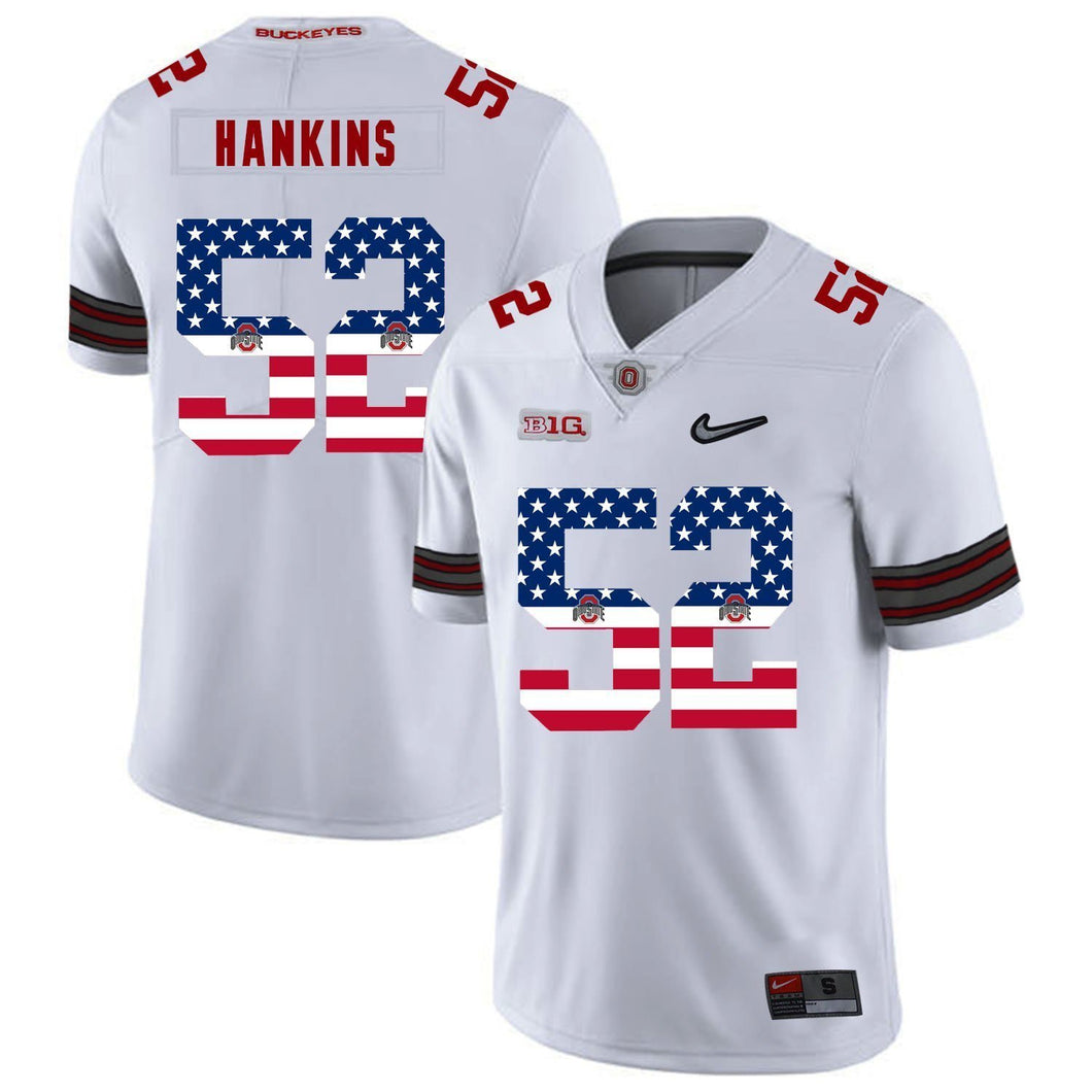 Ohio State Johnathan Hankins 52 American Flag White 1 Football Jersey