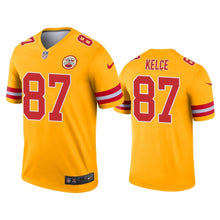 Load image into Gallery viewer, Travis Kelce Chiefs Inverted Legend Gold Men Jersey - NFL Jersey